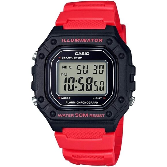 Casio Men's Red/Black W-218H-4BVCF Water Resistant Digital Display Quartz Watch - Picture 1 of 1